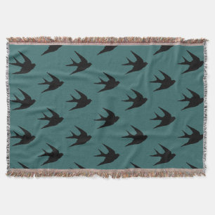 Swallows Silhouette Throw Blanket