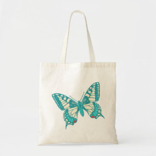 Swallowtail butterfly aqua & cream tote bag