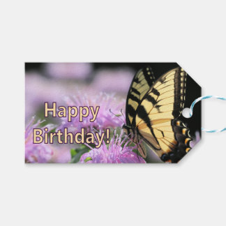 Swallowtail butterfly birthday wishes gift tags