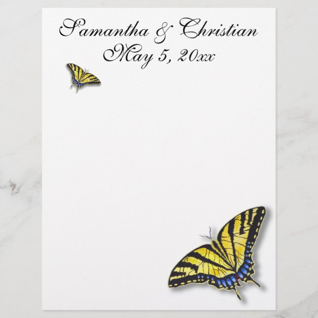 Swallowtail Butterfly Bridal Wedding Stationery (Front)