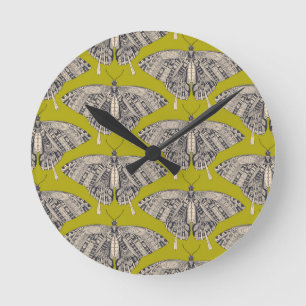 swallowtail butterfly citron basalt round clock