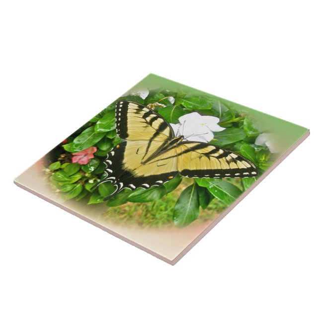 Swallowtail Butterfly - Flowers Tile (Side)