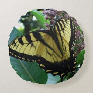 Swallowtail Butterfly I on Milkweed at Shenandoah Round Cushion