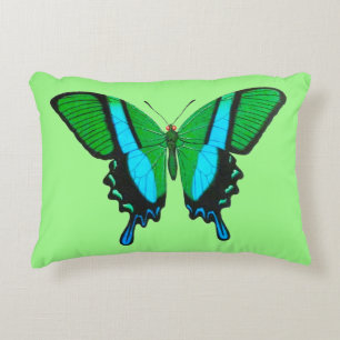 Swallowtail Butterfly in Green, Turquoise & Black Decorative Cushion