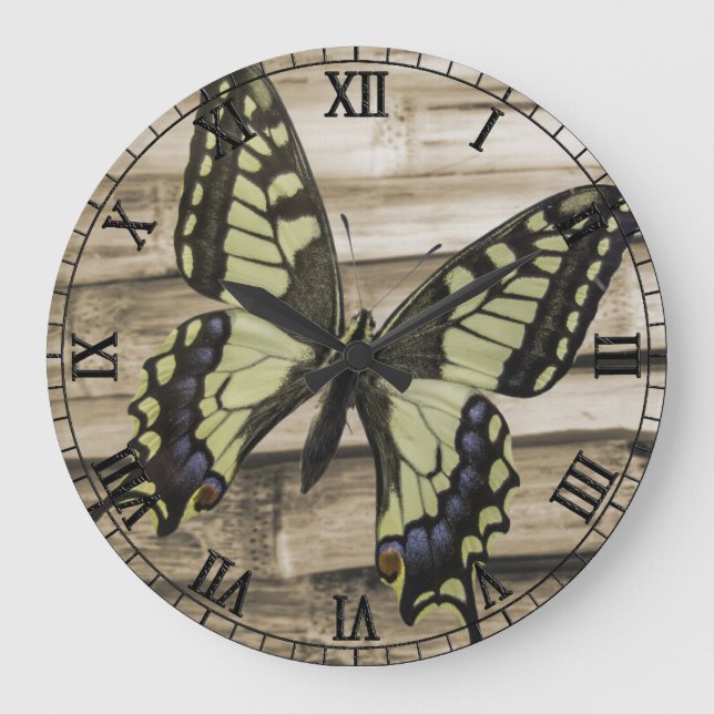 Swallowtail butterfly large clock (Front)