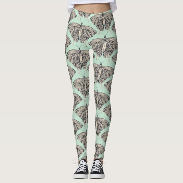 swallowtail butterfly mint basalt leggings (Front)