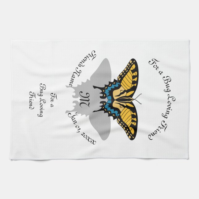 Swallowtail Butterfly Monogram Tea Towel (Horizontal)