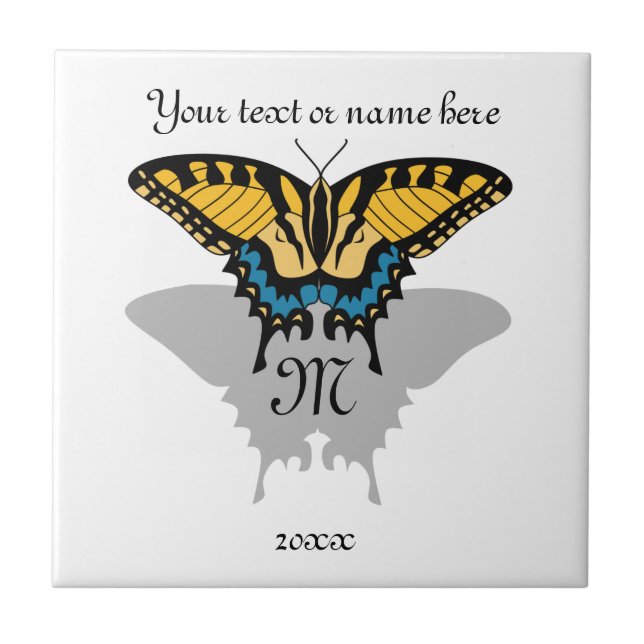 Swallowtail Butterfly Monogram Tile (Front)