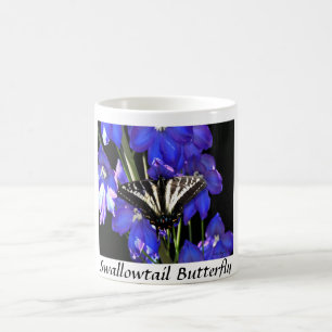 Swallowtail Butterfly on Delphiniums Coffee Mug