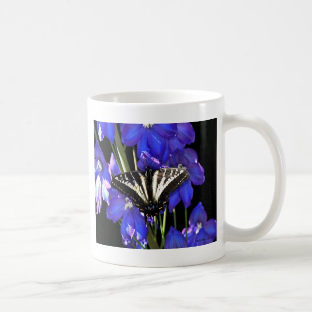 Swallowtail Butterfly on Delphiniums Coffee Mug (Right)