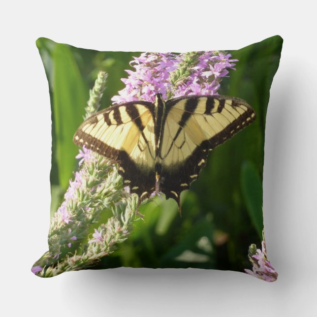 Swallowtail Butterfly on Purple Wildflowers Cushion (Front)