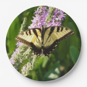 Swallowtail Butterfly on Purple Wildflowers Paper Plate