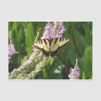 Swallowtail Butterfly on Purple Wildflowers Tissue Paper