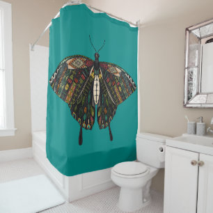 swallowtail butterfly teal shower curtain