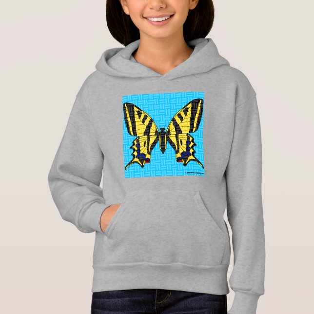 Swallowtail (vivid) - Girl's Pull-Over Hoodie (Front)