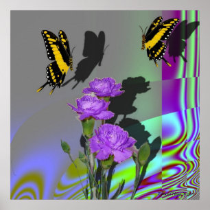 Swallowtails and Carnations Print