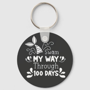 Swam My Way Thru 100 Days of School Key Ring