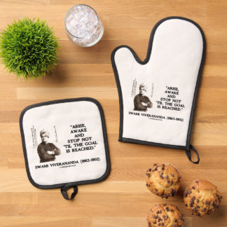 Swami Vivekananda Arise Awake Stop Not 'Til Goal Oven Mitt & Pot Holder Set