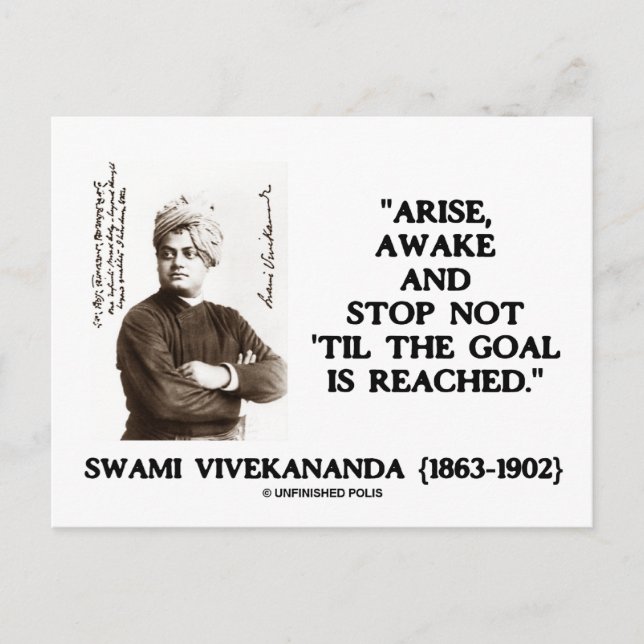 Swami Vivekananda Arise Awake Stop Not 'Til Goal Postcard (Front)