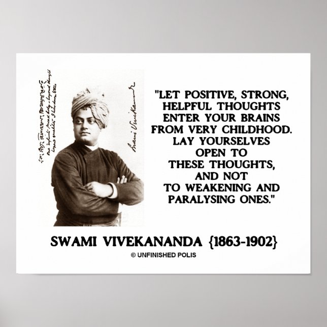 Swami Vivekananda Positive Strong Helpful Thoughts Poster (Front)