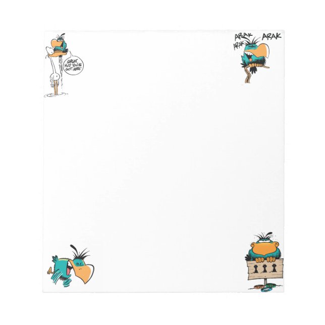 Swamp Bludgerigar Bird Cartoon Notepad (Front)