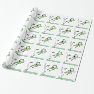 Swamp Bouncy Frog Cartoon Wrapping Paper