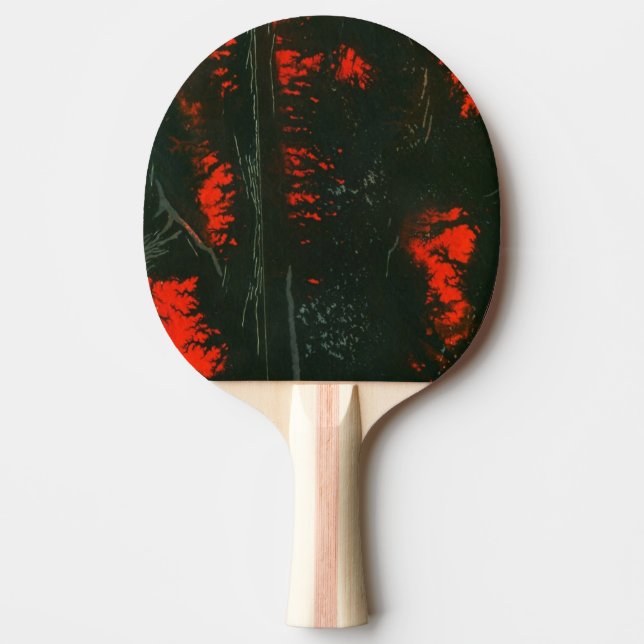 "Swamp Fire #1" Abstract Ping Pong Paddle (Front)