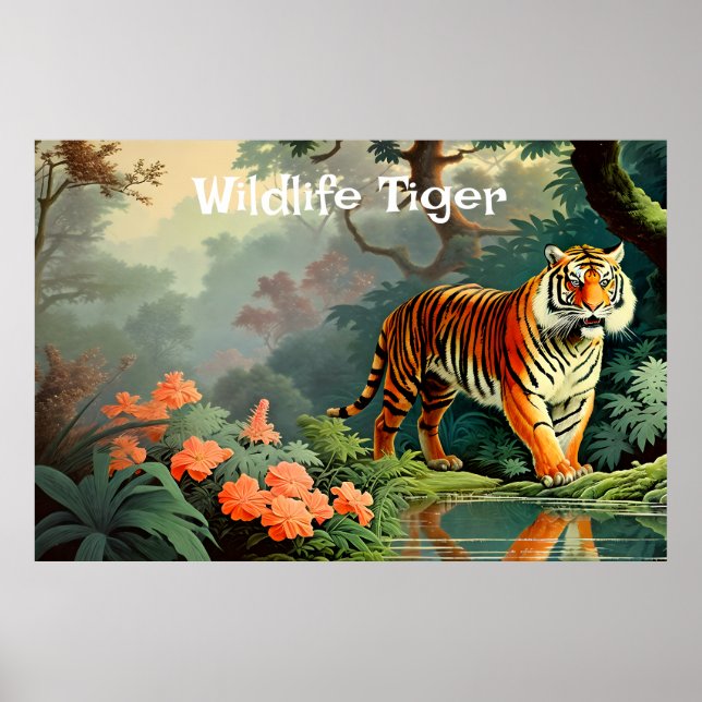 Swamp Forest Wild Tiger Vintage Poster (Front)