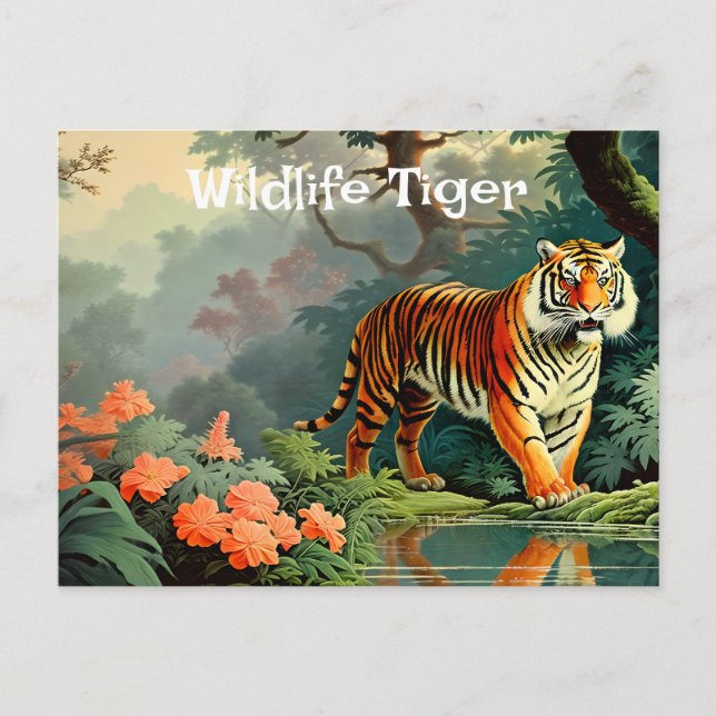 Swamp Forest Wild Tiger Vintage Poster Postcard (Front)