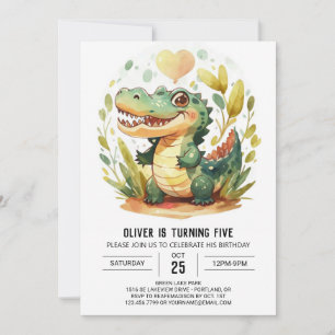 Swamp Kids Crocodile Birthday Invitation
