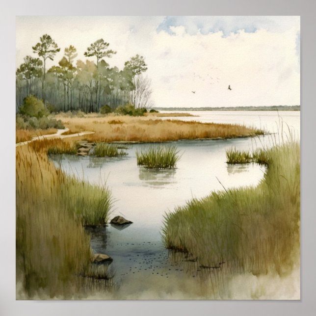 Swamp Landscape Painting Poster (Front)