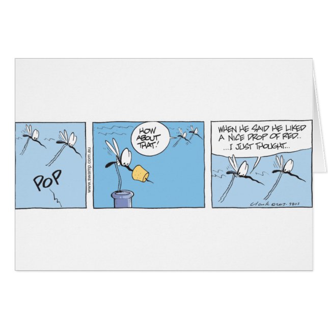 Swamp Mosquito, Red Wine Cartoon (Front Horizontal)