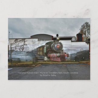 Swamp Rabbit Train mural at the Whistle Stop Cafe Postcard