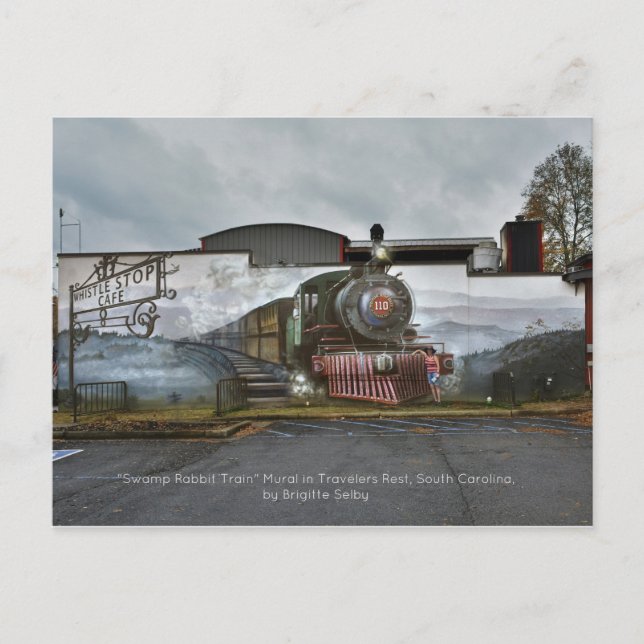 Swamp Rabbit Train mural at the Whistle Stop Cafe Postcard (Front)