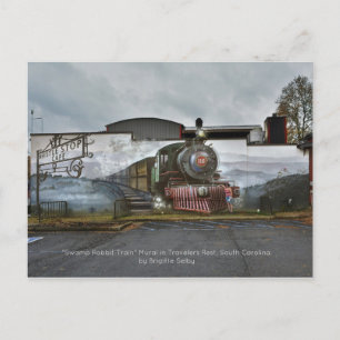 Swamp Rabbit Train mural at the Whistle Stop Cafe Postcard