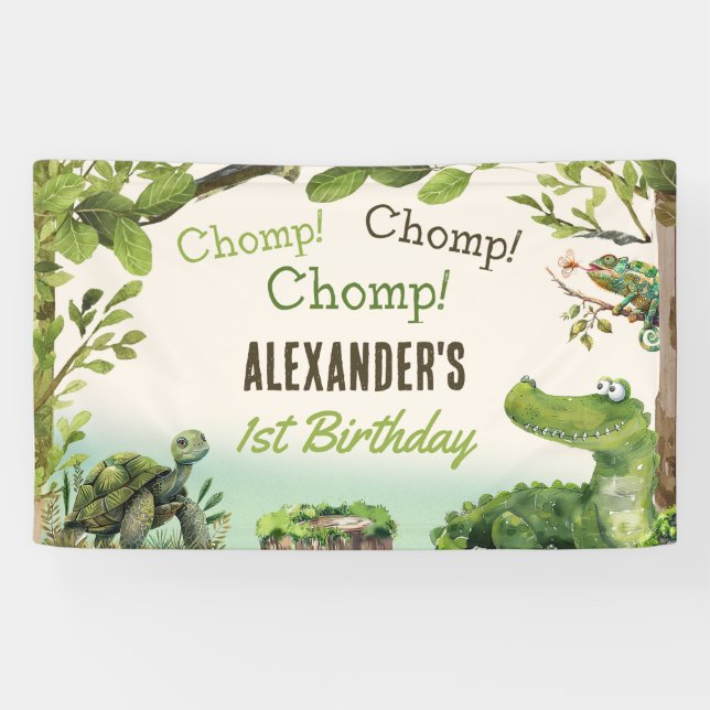 Swamp Reptile 1st Birthday Party  Banner (Horizontal)