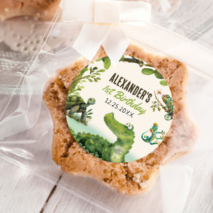 Swamp Reptile 1st Birthday Party  Classic Round Sticker