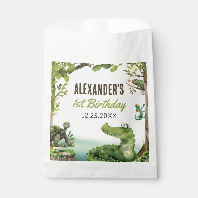 Swamp Reptile 1st Birthday Party  Favour Bags (Front)