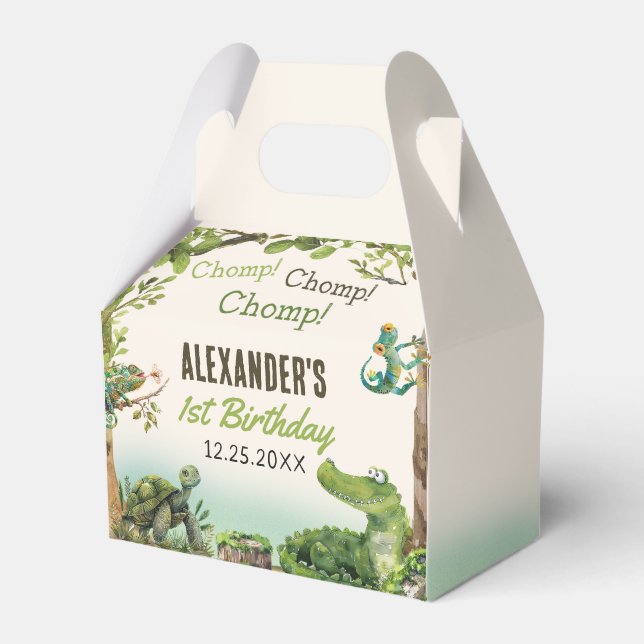 Swamp Reptile 1st Birthday Party  Favour Box (Front Side)