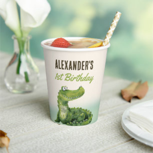 Swamp Reptile 1st Birthday Party Paper Cups