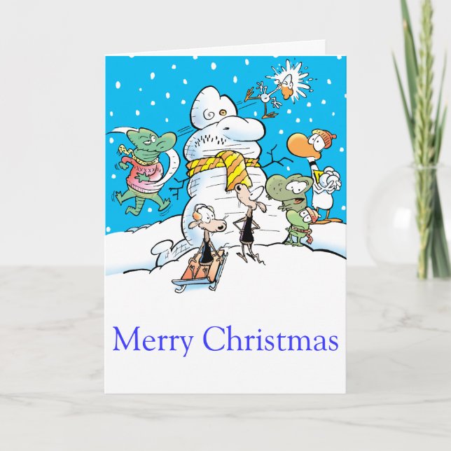 Swamp Snowman Cartoon Card (Front)