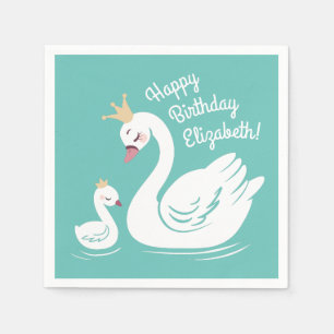Swan 1st Birthday Party Baby Shower Napkin