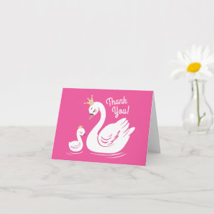 Swan 1st Birthday Party Baby Shower Pink Card