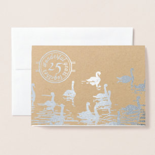 Swan 25th silver wedding anniversary card