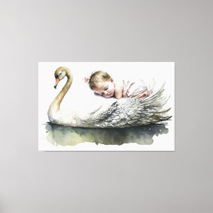 Swan and Baby Canvas Print