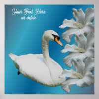 Swan And Hibiscus Flower Add Your Text