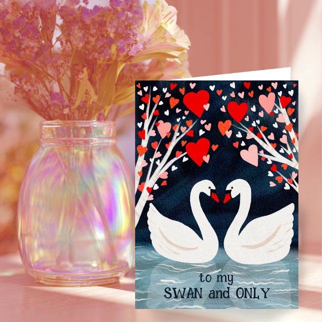 SWAN and ONLY Valentine Love Whimsical Birds Card (SWAN and ONLY Valentine Love Whimsical Birds Card
)