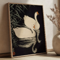 Swan and Reeds Ohara Koson Japanese Woodblock 