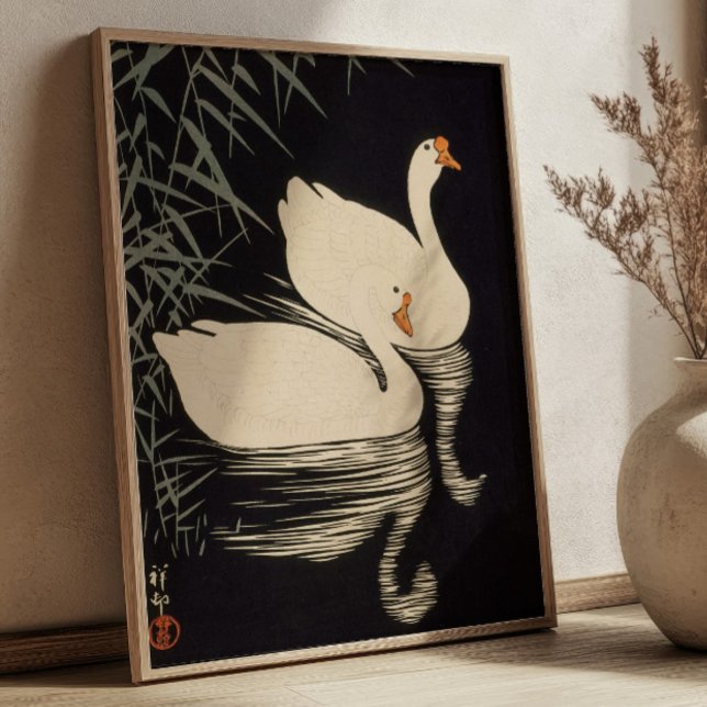 Swan and Reeds Ohara Koson Japanese Woodblock  Poster (Creator Uploaded)