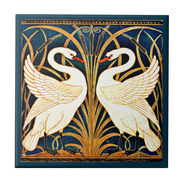 Swan and Rush and Iris,  Tile (Front)